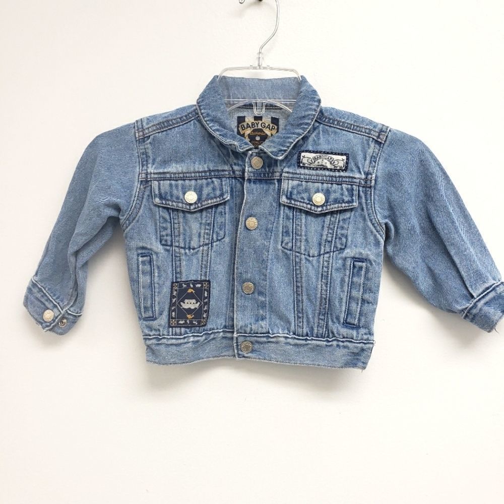 Vintage Baby Gap Noah's Ark Patch Denim Jacket Size L/XL 12-24 Months